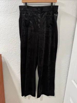 HALARA Black High Waisted Pockets Straight Leg Velvet Casual Pants Size XL thumbnail 2
