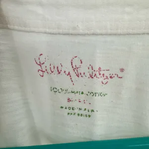 Lilly Pulitzer‎ size Small 100% pima cotton white tank top shirt blouse v neck thumbnail 5