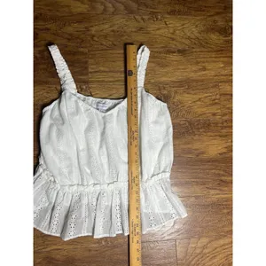 LOST + WANDER Plus Size White Ruffle Strap Eyelet Tank Whimsical Romantic 1x NEW thumbnail 5