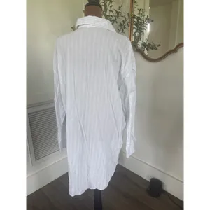 Victorias Secret Blue White Striped Lemon Embroidered Sleep Shirt Large thumbnail 3