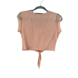 Women's Free People Peach Lace Sleeve Tie-Front Crop Top S thumbnail 10