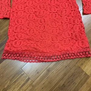 Laundry by‎ Shelli Segal Dress Womens 2 Coral Red Lace Bell Sleeve Mini Cocktail thumbnail 4