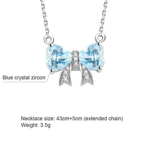 Blue Bow Necklace Silver thumbnail 4