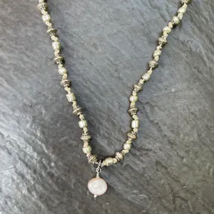 classic silver stone beaded necklace thumbnail 2