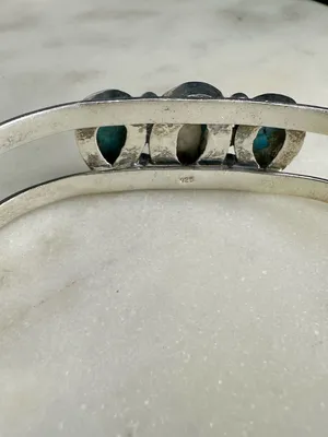 Cotton Candy Turquoise Sterling Silver Multi Stone 3 Stone Cuff Bracelet 925 thumbnail 4