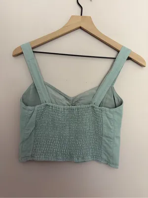 Abercrombie & Fitch Mint Ruched Sweetheart Crop Top Medium thumbnail 2