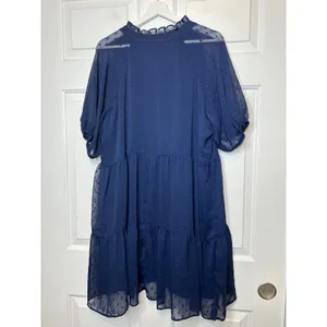 CeCe‎ V-Neck Swiss Dot Short Sleeve Baby Doll Dress XL thumbnail 3