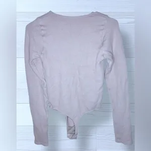MONO B Women’s Casual Long Sleeve Tan Thermal Bodysuit thumbnail 4