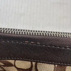 Coach Signature Canvas Crossbody Purse Brown Tan Leather Trim Bag Missing Chain thumbnail 15