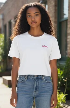 Melrose and Market White Cropped T-Shirt – Women’s Casual Tee (Size Large) thumbnail 1