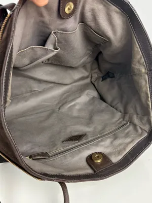 FOSSIL Gwen Shopper Tote Chocolate Brown Leather/Suede Shoulder Bag Convertible thumbnail 11