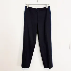 Club‎ Monaco Ryanne Pants Size 4 Black Wool Tuxedo Stripe Trouser Dark Academia thumbnail 3