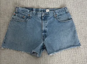 Vintage Levi’s 570 Y2K 90s high waist denim cutoff shorts thumbnail 1