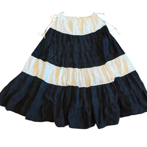 Hutch x Anthropologie Black White Tiered Maxi Skirt Eyelet Cotton Size Small thumbnail 5
