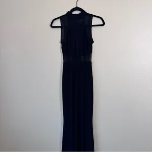 Betsy Adam Black Mesh Illusion Mesh Cut Out Maxi Dress Womens 0 Formal Black Tie thumbnail 4