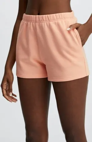 Fabletics Womens Go-To Slim Sweatshort Pull On Pockets Gaia Orange XS thumbnail 1