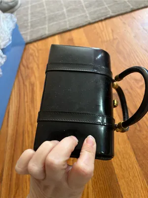 MCM Mini Patent Leather Satchel in Black with Gold Hardware thumbnail 6