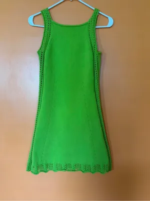 J.Crew cotton crochet-trim mini shift dress in trendy lime green color thumbnail 1