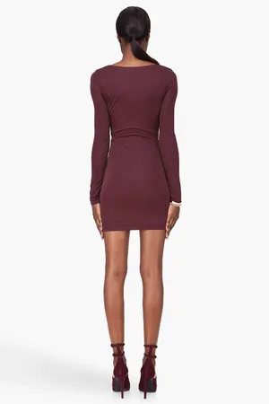 Alexander Wang T by women’s burgundy mesh inset fitted knit dress size small S thumbnail 14