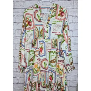 Maison d’Amelie Paris Stamp Postcard Midi Maxi Dress XS Novelty Travel European thumbnail 3