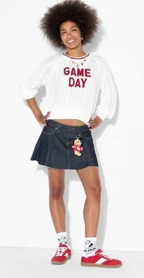 Wild Fable Game Day Cable Knit Sweater red size s thumbnail 1