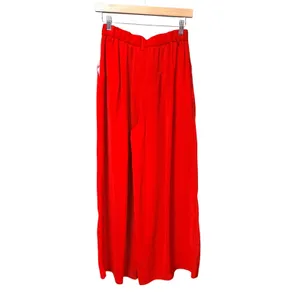 Tronjori‎ Red Wide Leg Pleated High Waisted Trousers Pants Small Womens Flowy thumbnail 3