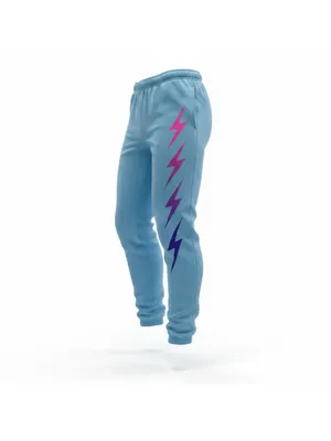 Aviator Nation Women’s XS Sky Blue Purple Bolt 4-Stripe Sweatpants Joggers thumbnail 2
