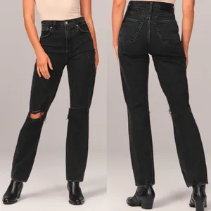NWT Abercrombie & Fitch Ultra High Rise 90s Straight Jean Black Destroy 24 / 00R thumbnail 12