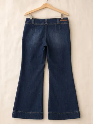 Pilcro And The Letterpress Cropped High Waist Wide Leg Dark Wash Denim Jeans 31 thumbnail 2