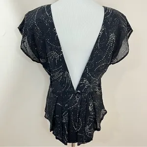 CFTC Studio Vintage 80’s Black Silk Beaded Evening Top M thumbnail 3