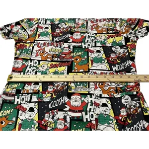 Rudolph Red Nosed Reindeer Christmas Scrub Top Comic Strip Holiday Womens XS thumbnail 5