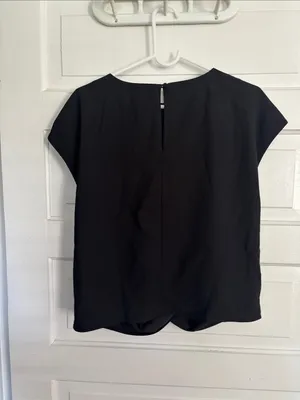 J.Crew 365 Black Twist-Front Cap Sleeve Blouse thumbnail 4