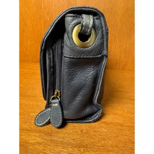 Coldwater Creek Dusty Blue Leather Flap Crossbody Bag Soft Pebbled Adjustable Strap thumbnail 6