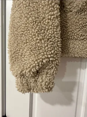 MOD ON TREND Teddy Sherpa Zip-Up Jacket - Beige Lined Pockets Size M thumbnail 4