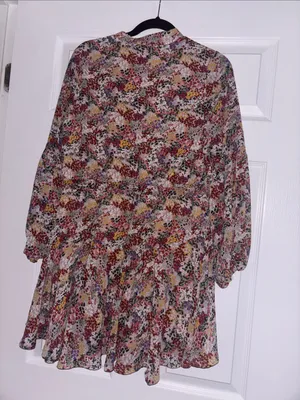Entro Floral Print V-Neck Long Sleeve Dress Peasant thumbnail 10