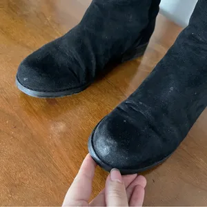 Stuart Weitzman • 5050 Stretch Suede Boots black tall low heel knee high otk thumbnail 14