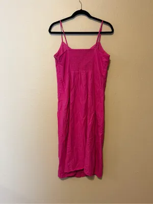 J crew pink linen-blend slip‎ midi dress size 14 thumbnail 9