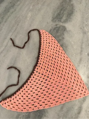 Handmade Crochet Bandana Head Scarf Cotton Boho Triangle Wrap Fest Cottagecore thumbnail 3