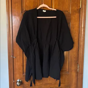 Aerie Black Gauze Tie Front Kaftan Cover Up Dress Size Medium thumbnail 3