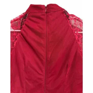Little Mistress Lace Long Sleeve High Neck Maxi Dress‎ Red Women's Size 6 thumbnail 4