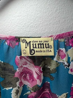 Show Me Your Mumu Floral Blouse Tunic Teal Semi Sheer Romantic Whimsical USA Lg thumbnail 3