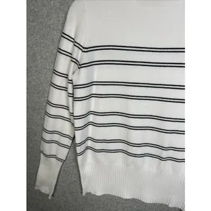 French Connection Medium Sweater Striped Mock Neck White‎ Black Long Sleeve thumbnail 8