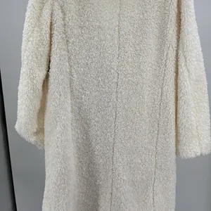 Scoop NYC Women's Cozy Cream Teddy coat Sherpa mid calf L new shawl collar thumbnail 4