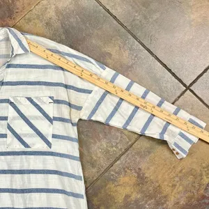 Zara Basic White Blue Striped V-neckline 3/4 Sleeve Blouse XS thumbnail 5