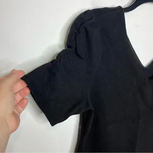 White‎ House Black Market black b-neck blouse rouched sleeve women’s size medium thumbnail 2
