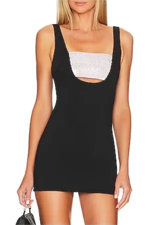 New!‎ SUPERDOWN Dawn Mini Dress Black Cutout Embellished Small thumbnail 1