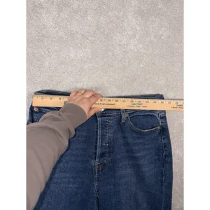 levis womens wedgie straight jeans‎ dark wash raw hem fray 32 thumbnail 9