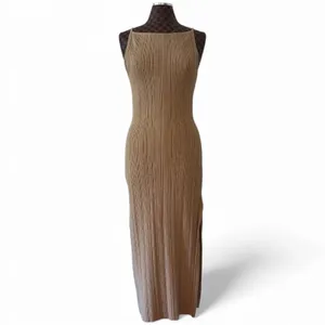 Abercrombie & Fitch Sleeveless Ribbed Knit Maxi Dress M Tan Minimal Old Money thumbnail 2