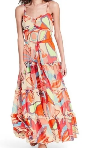 NEW Alexis x Target Limited Edition Multi Floral Vibrant Tiered Maxi Dress XXS thumbnail 1