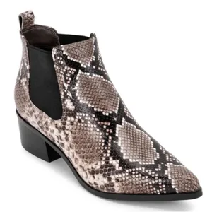BLONDO Emelia Waterproof Chelsea Bootie In Brown Snake Print‎ Leather Size 8 B57 thumbnail 1
